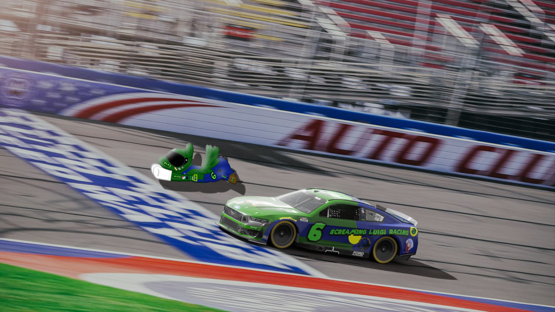 SLR's Ford Mustang and Pegasus racer on the Atlanta oval