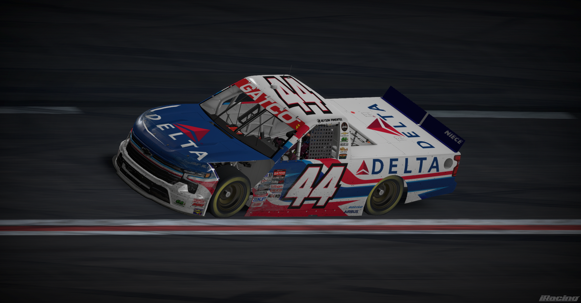 Number 44 Delta truck on track