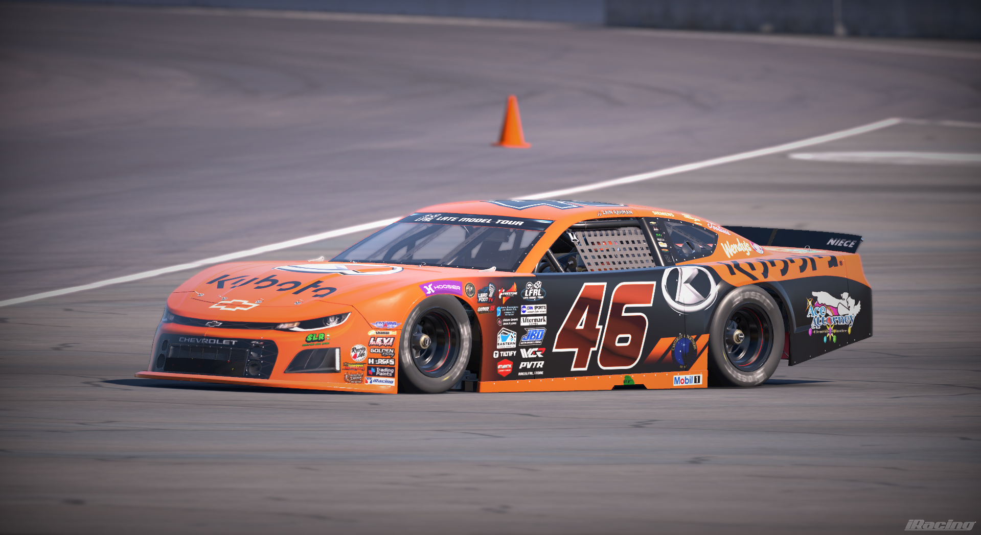 Orange number 46 Kubota late model on track